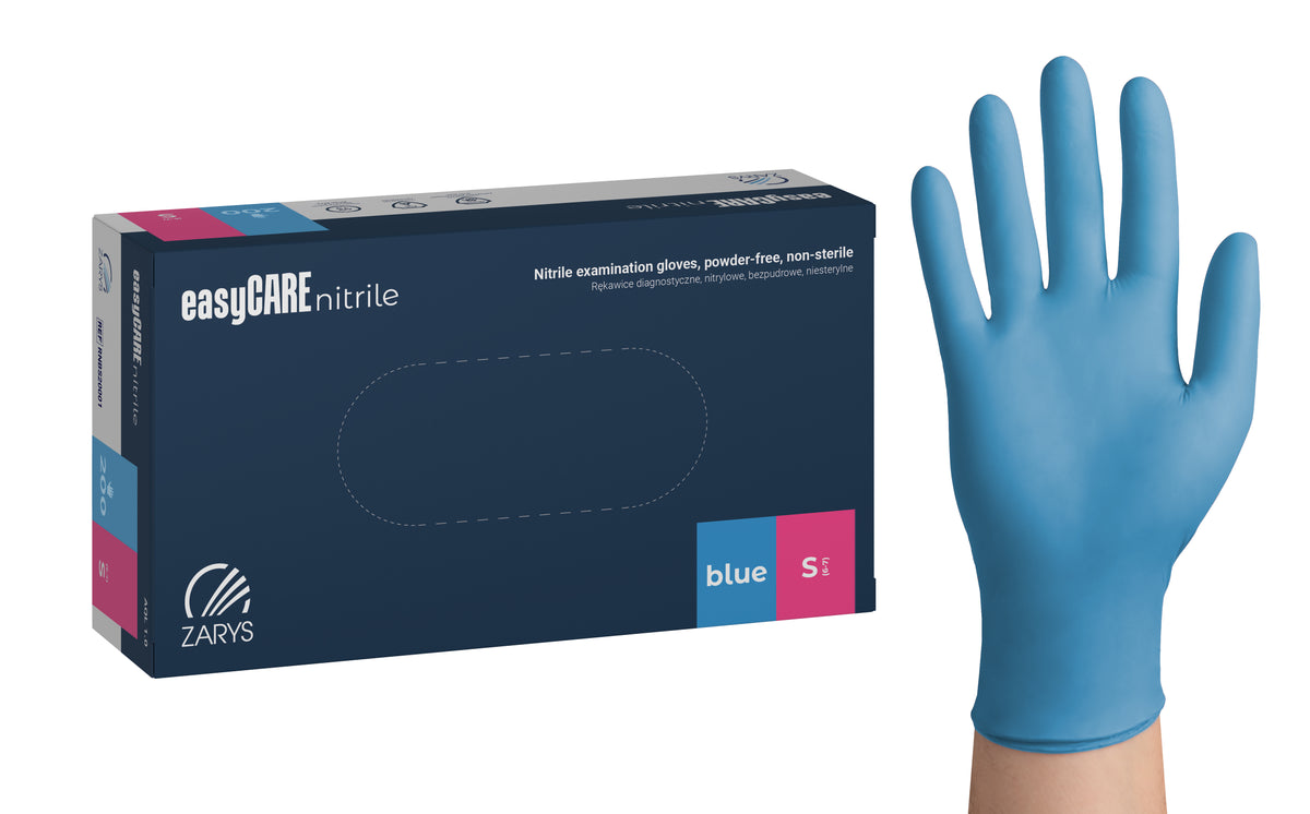Zarys easyCARE nitrile - Nitrile gants d'examen, non poudrés, non stériles taille : S - A200 bleu - Carton de 10 boîtes de 200