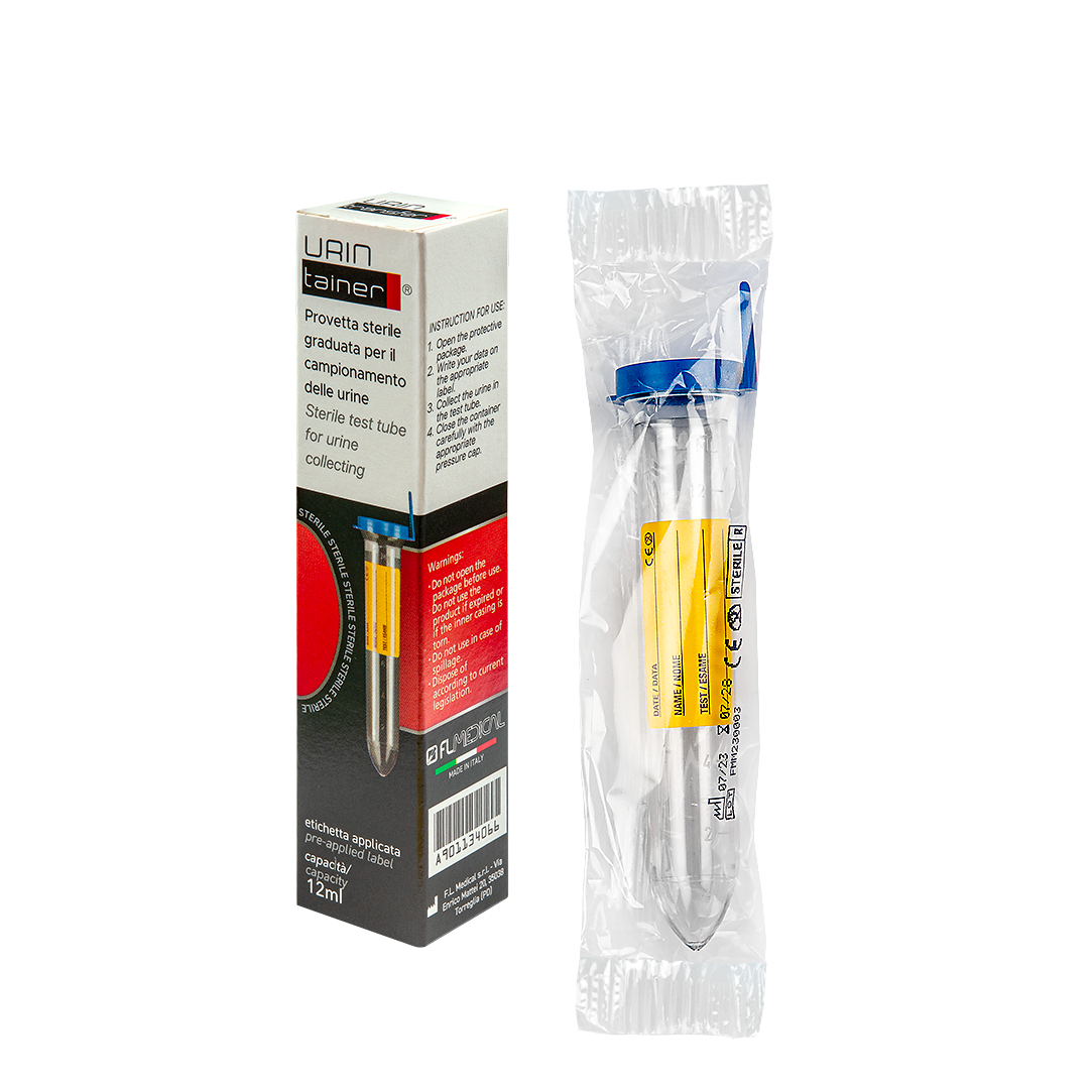 Tube à essai d'urine avec étiquette - 12 ml - Carton de 100 pièces