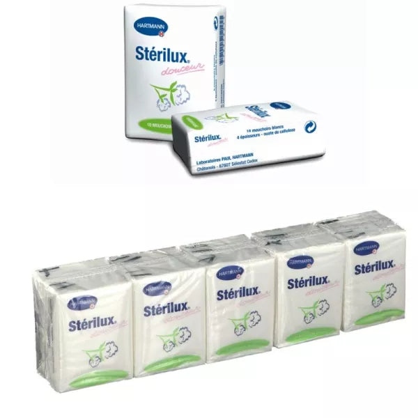 HARTMANN - Stérilux - Mouchoir blanc en étuis Pocket - Lot 10 x 10