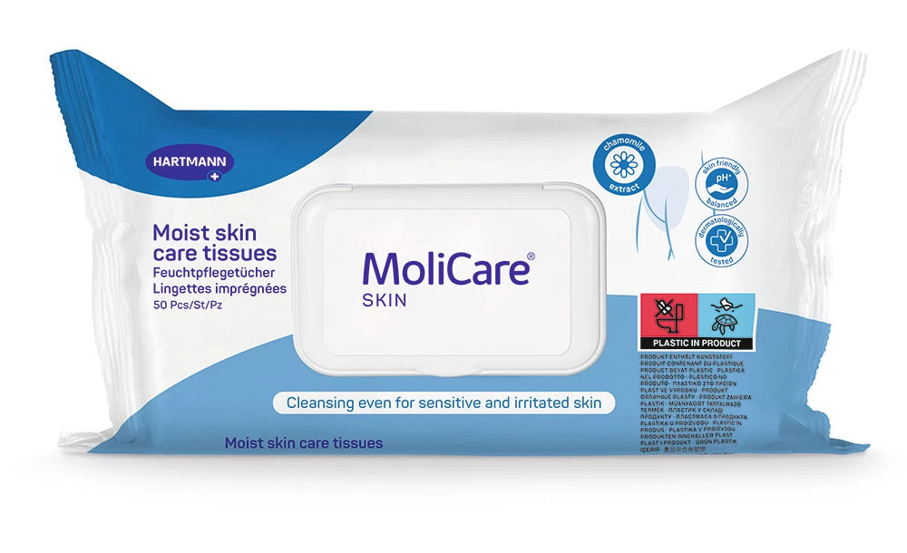 HARTMANN - MoliCare Skin - Serviettes imprégnées - Sachet de 50 pièces