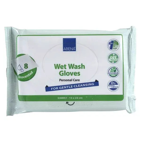 Abena - Gant de toilette imprégné 15 x 22 cm - Sachet de 8 gants