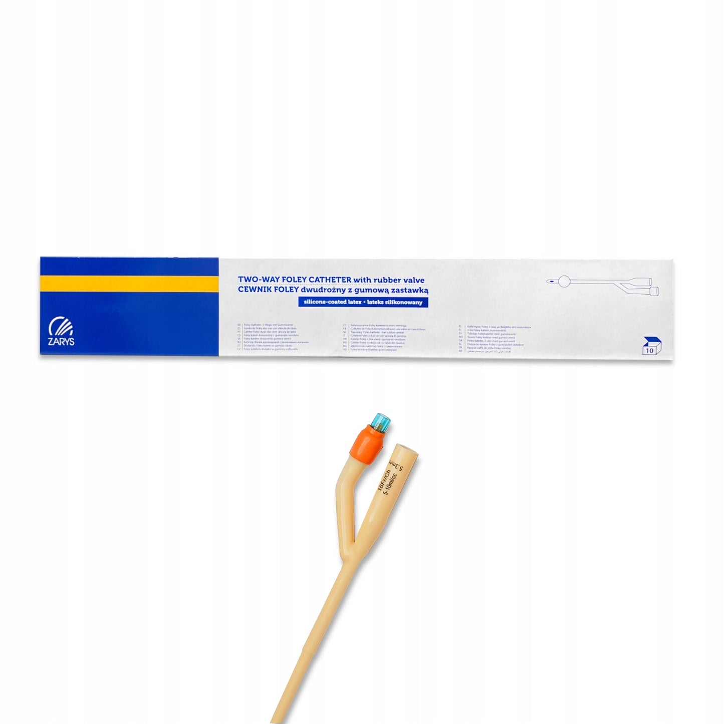 Sonde foley urinaire, 2 voies, avec valve en Plastique - 400 mm - 10 Pièces