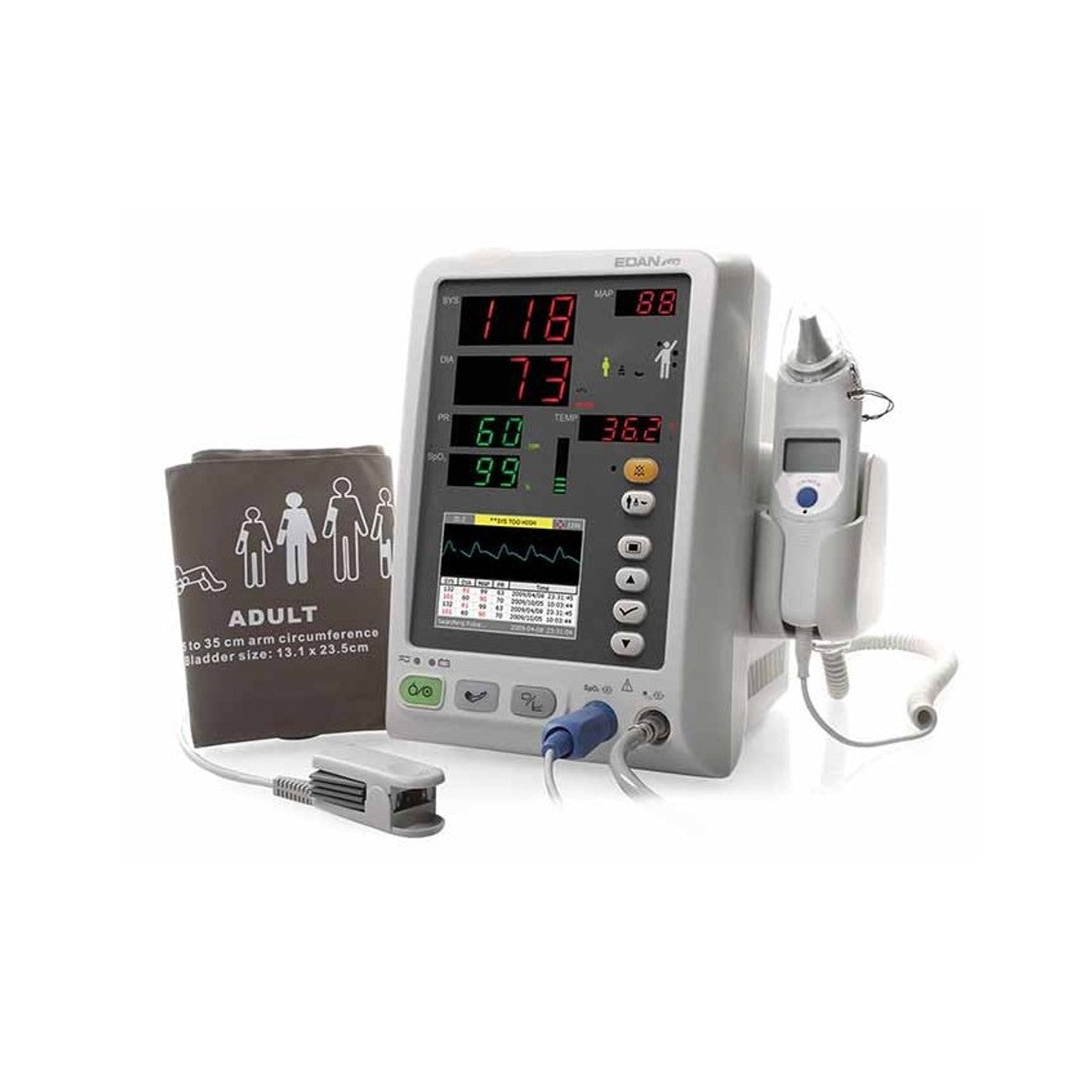 Edan - Moniteur M3A avec PIN et SPO2 et tensiomètre infrarouge et impriment intégrée