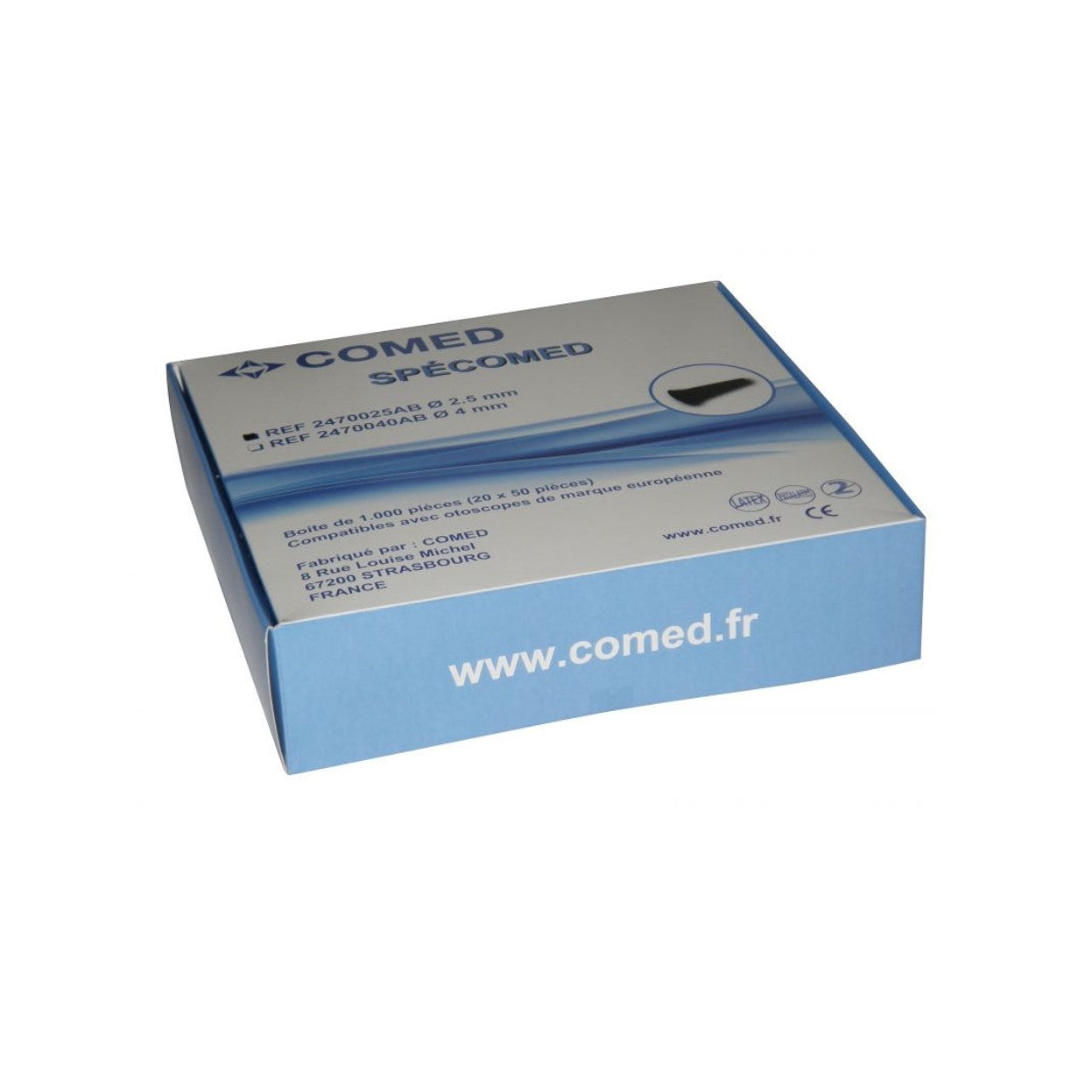 Comed - Spéculums auriculaires à Usage Unique - Gris - Boite de 20 X 50 pièces