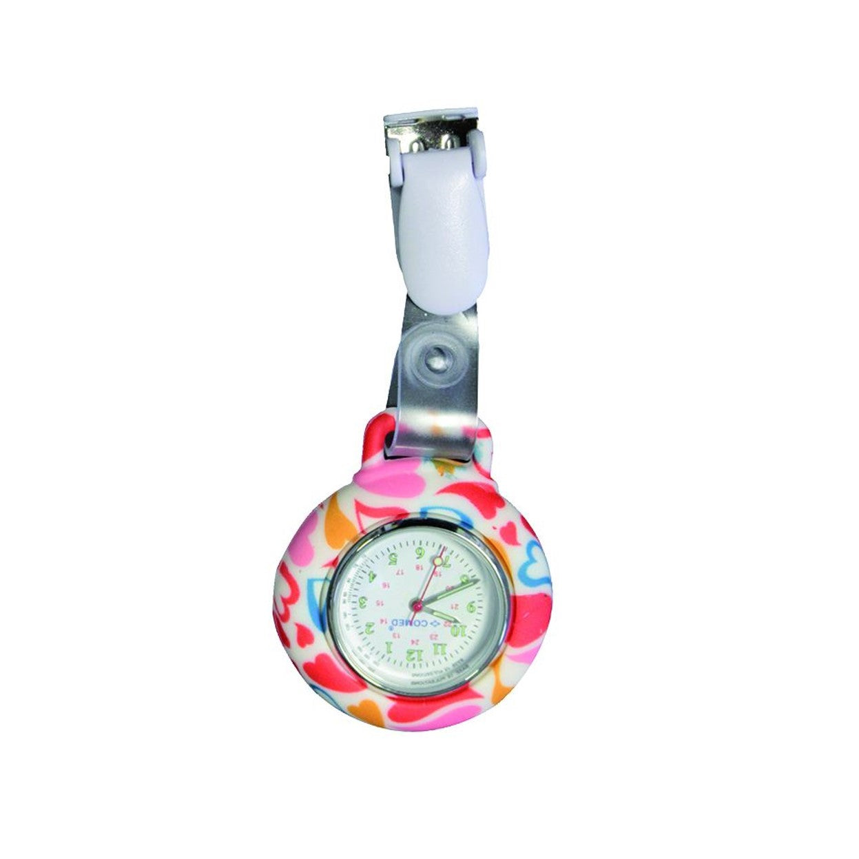 Comed - Montre infirmière silicone à clip - Motif Cœur