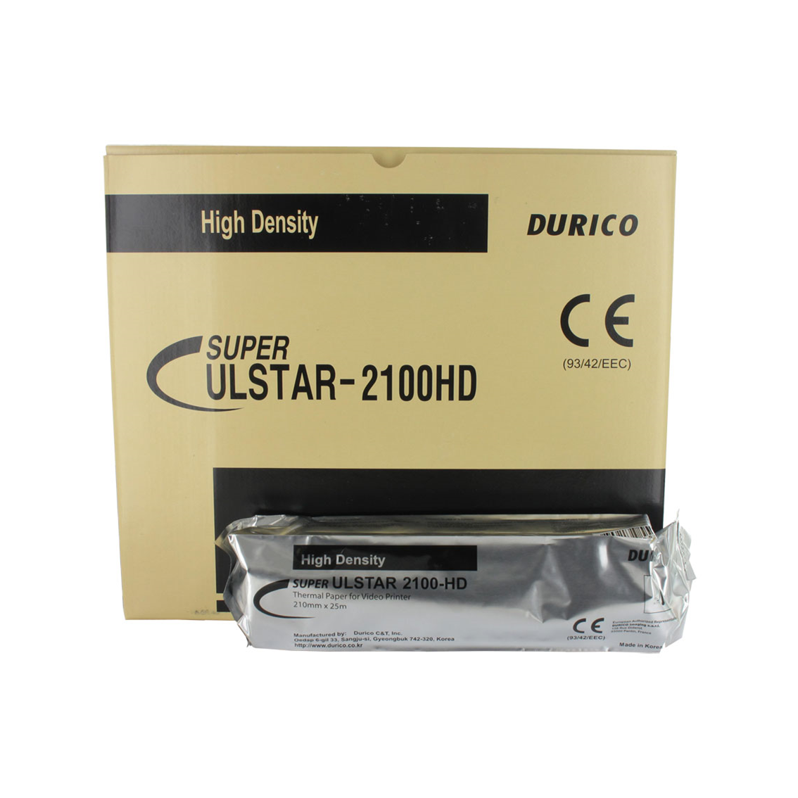 Papier d'impression noir et blanc haute densité Durico Ulstar 2100HD - 210 mm x 25 m - 1 Boite de 5 rouleaux