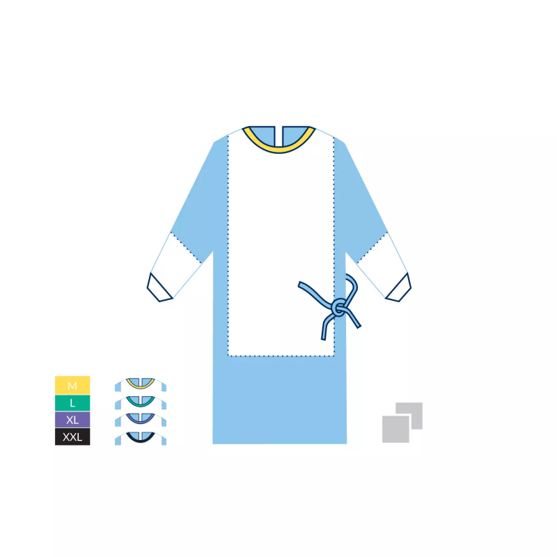 Casaque chirurgicale confort plus + 2 serviettes absorbantes - Stérile