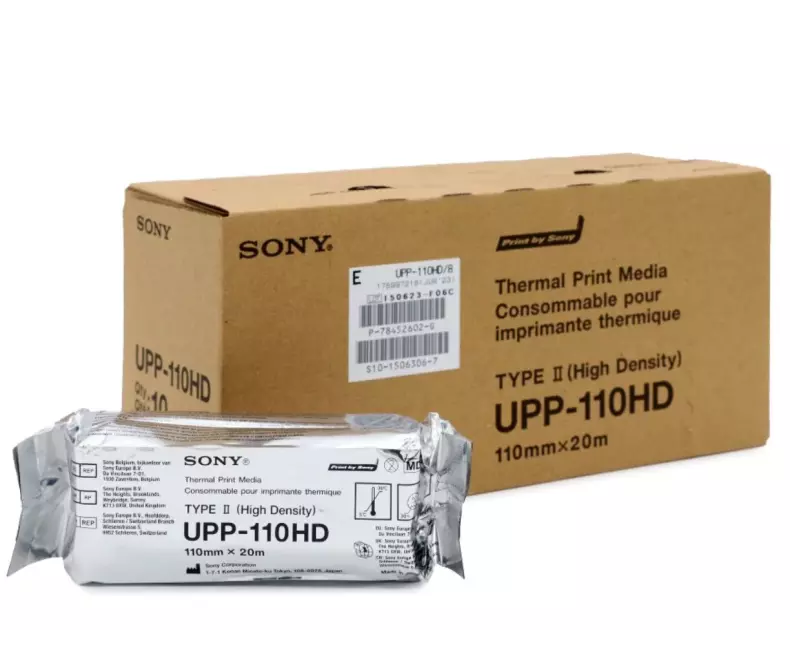 Papier thermique Brillant UPP 110HD brillant - 110 mm X 20 m - Boite de 10 rouleaux
