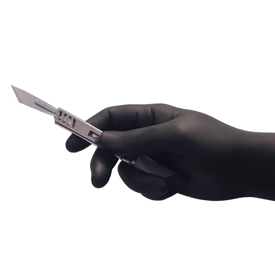 Gants d'examen en nitrile noir - Non poudrés - Non stériles - Boite de 100 pièces