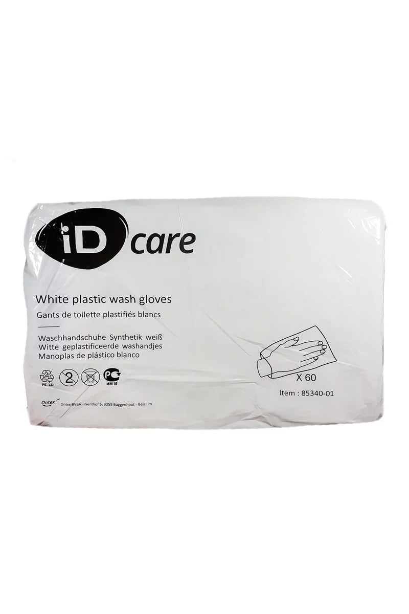 Ontex - Gants de toilette plastifié imperméable 50g/m² Serenity Care - Carton de 20 sachets de 60 pièces