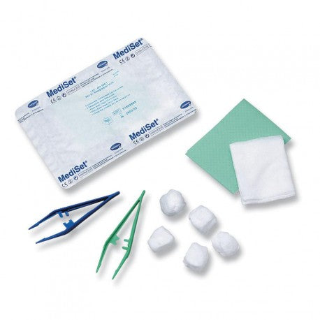 HARTMANN - Set de Pansement N°2 avec pince anatomique, pince kocher, tampons, compresses, champ stérile et étiquette de Traçabilité - Carton de 75 sets