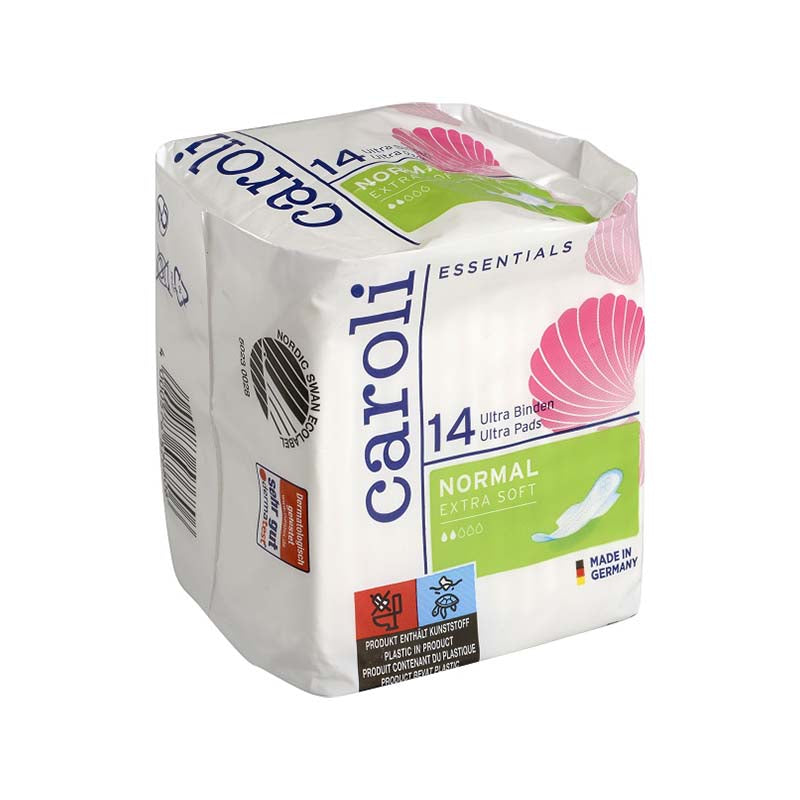 Caroli - Serviettes hygiéniques avec ailettes Ultra Normal - Sachet de 14 pièces