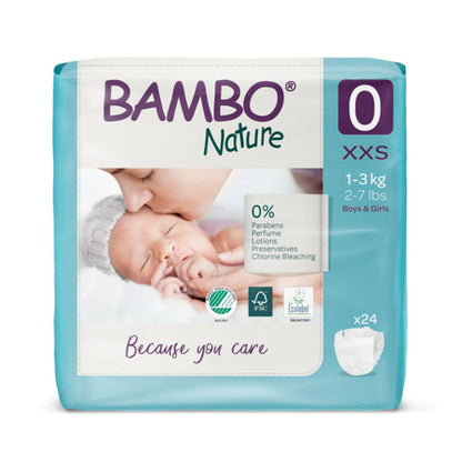 Bambo Nature - Couche bébé Taille 0 prématuré (1-3kg) - Sachet de 24 pièces