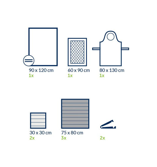 Kit d'accouchement stérile STANDARD avec serviettes et clamp ombilical - 1 kit