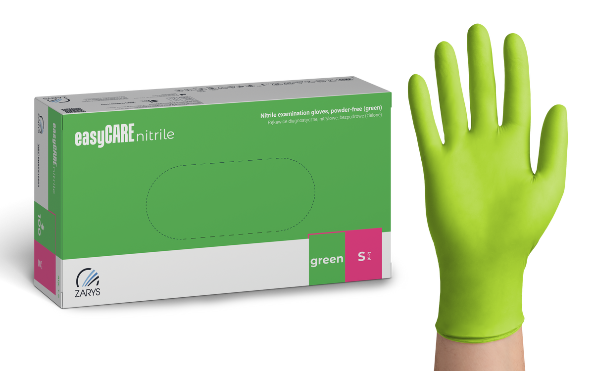 Zarys easyCARE nitrile - Nitrile gants d'examen, non poudrés, non stériles taille : S - A100 vert - Carton de 10 boîtes de 100