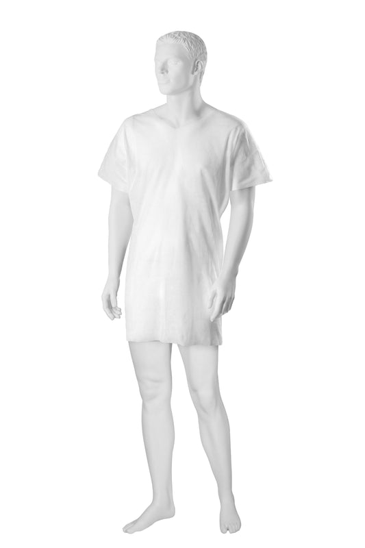 Zarys previoMedical - Blouse patient pour salle d'opération, col en V, non stérile - Carton de 10 conditionnements de 10