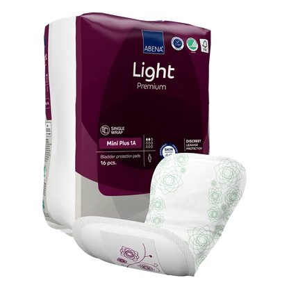 Abena - Protection urinaire anatomique Light Mini Plus 1A - Premium - Carton de 16 Sachets de 16 pièces