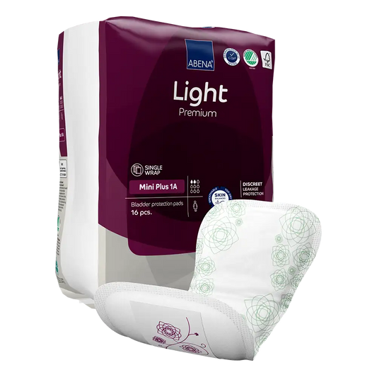 Abena - Protection urinaire anatomique Light Mini Plus 1A - Premium - Carton de 16 Sachets de 16 pièces