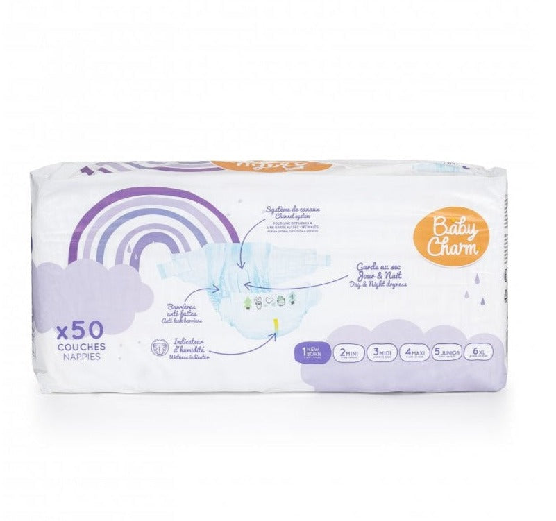 BabyCharm - Couche Bébé Taille 1 (2-5 kg) - Sachet de 50 pièces