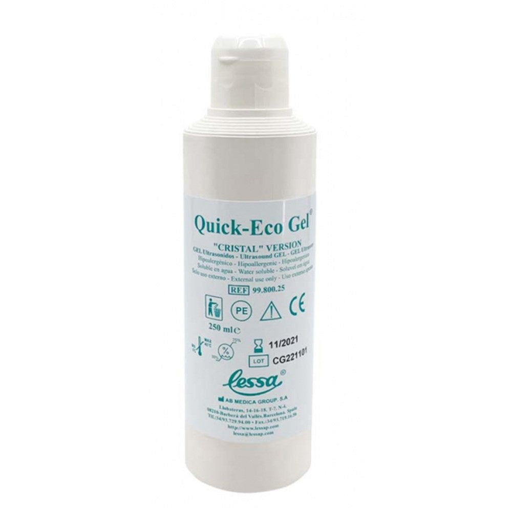 LESSA - Gel ultrason transparent 250ml QUICK-ECO GEL - Fabriqué en Espagne