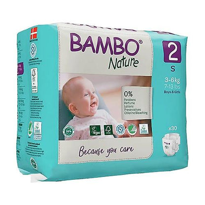Bambo Nature - Couche bébé Taille 2 Mini (3-6kg) - Carton de 6 Sachets de 30 pièces