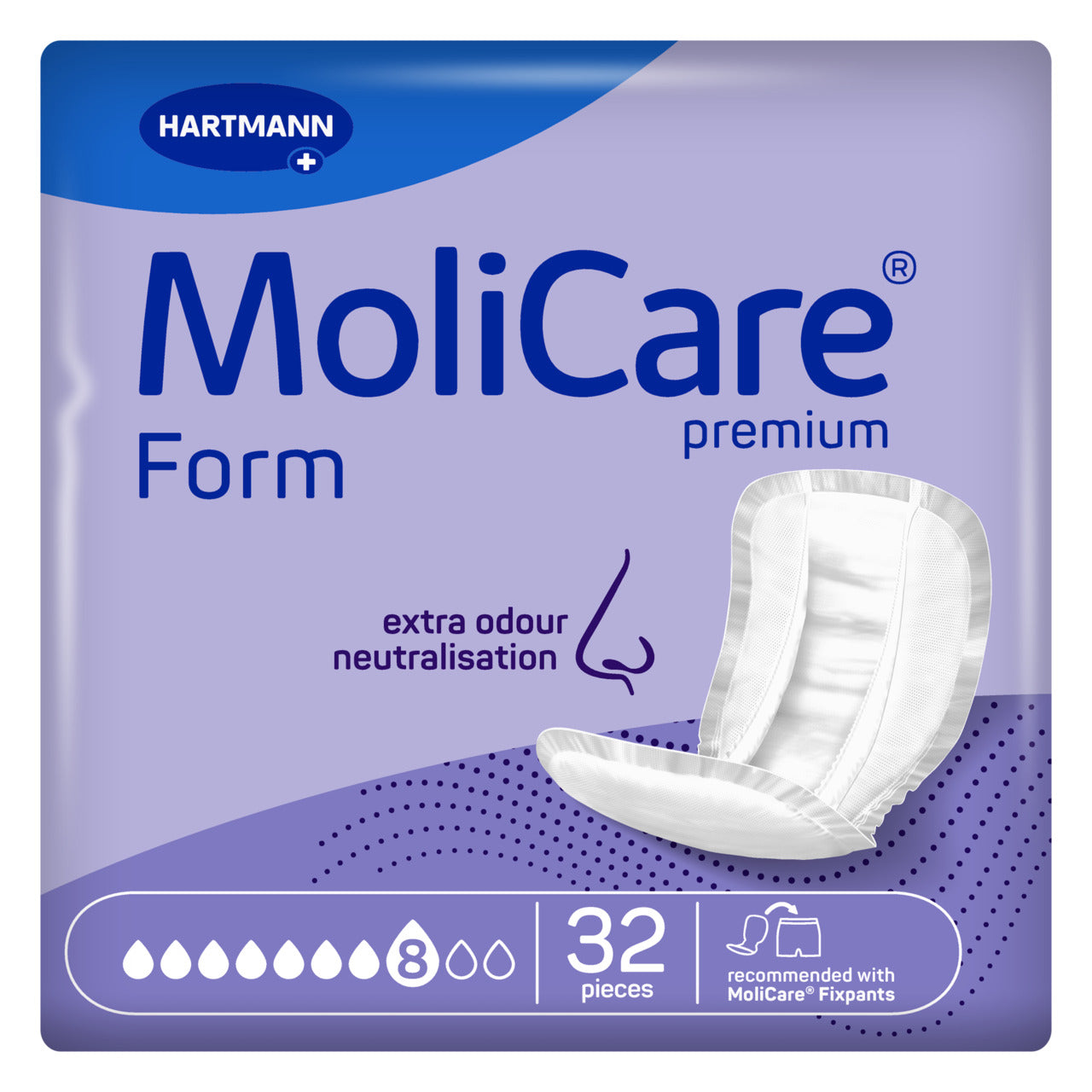 HARTMANN - MoliCare Premium Form - Protection anatomique 8 gouttes - Sachet de 32 pièces