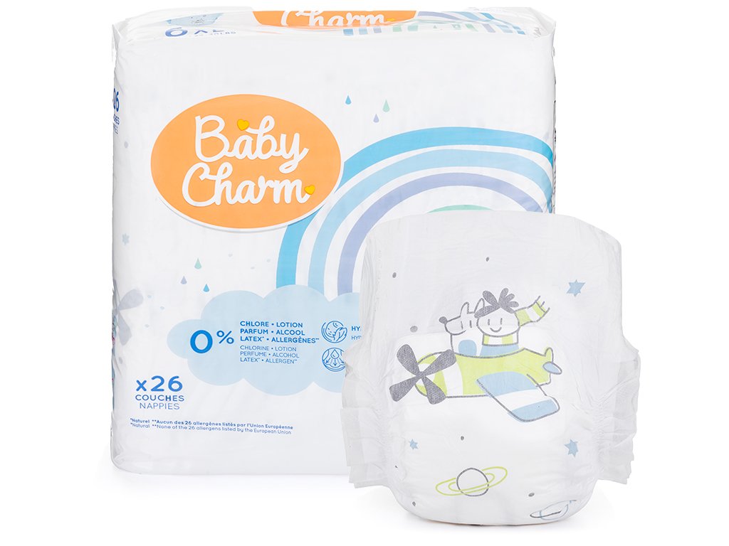 BabyCharm - Couche Bébé Taille 6  XL (13-18kg) - Sachet de 26 pièces