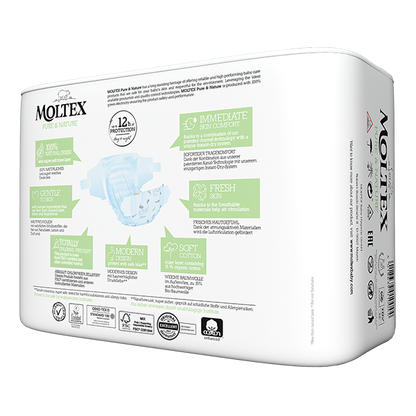 Moltex - Pure&Nature - Couche bébé - Mini - 3/6kg - Sachet de 38 pièces