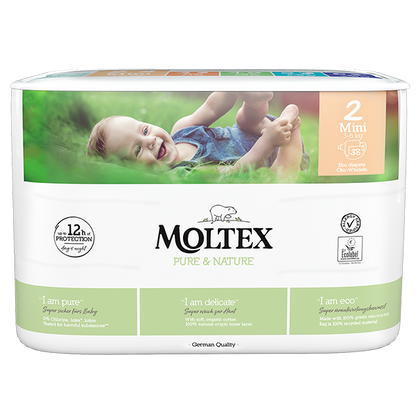 Moltex - Pure&Nature - Couche bébé - Mini - 3/6kg - Sachet de 38 pièces