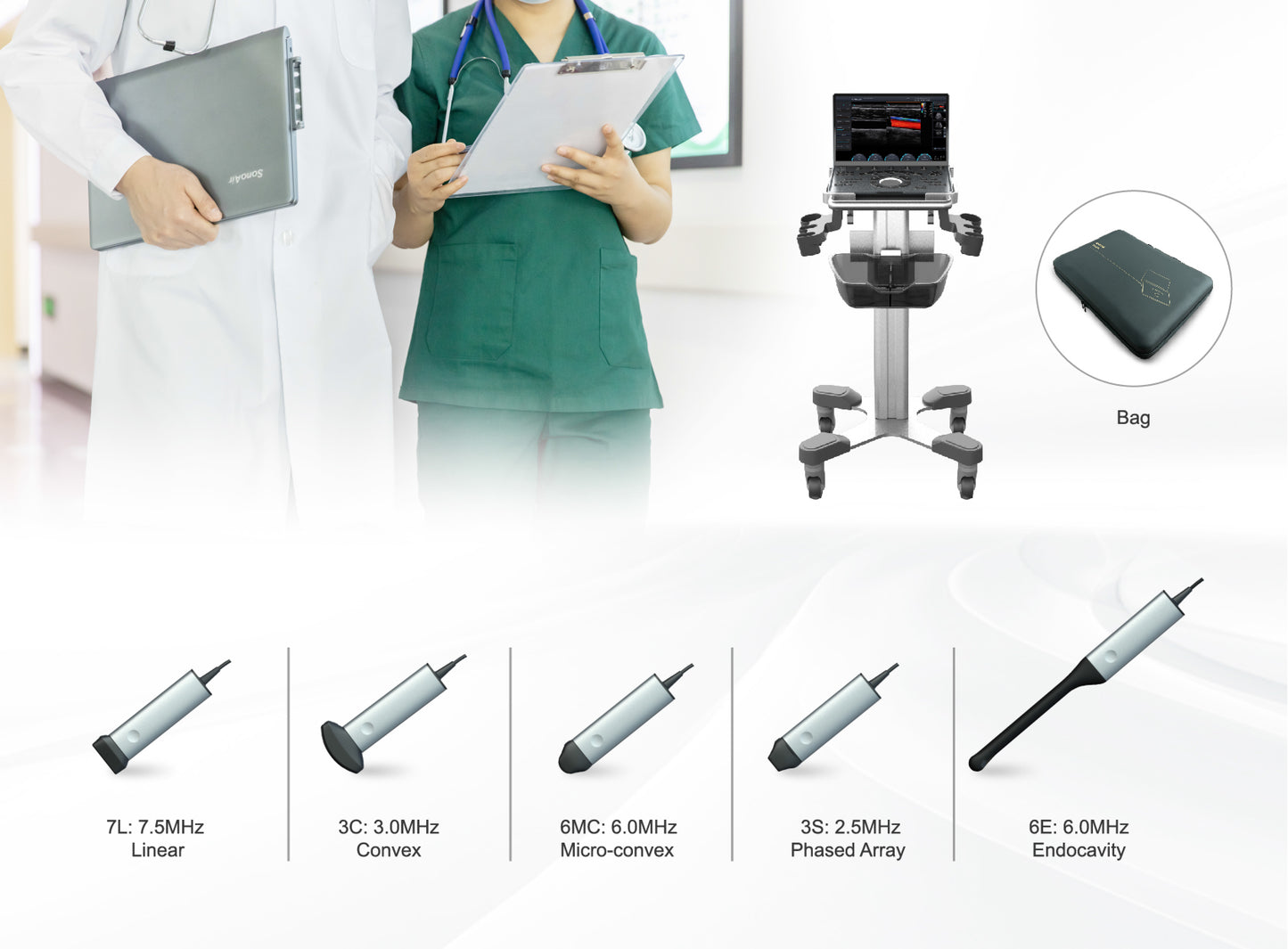 Échographe Doppler Couleur Portable CHISON SonoBook 7 avec Sonde Cardiaque P2-V 2.5 MHz