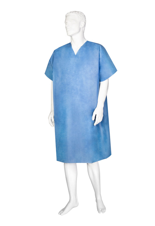 Zarys previoMedical - Blouse patient pour salle d'opération, col en V, non stérile - Carton de 10 conditionnements de 10