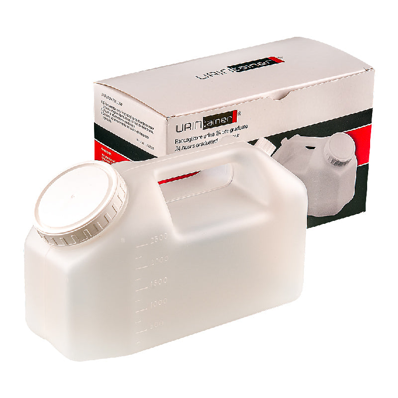 Conteneur pour urine de 24 heures 2500 ml avec bouchon Emballé individuellement - Carton de 27 pièces
