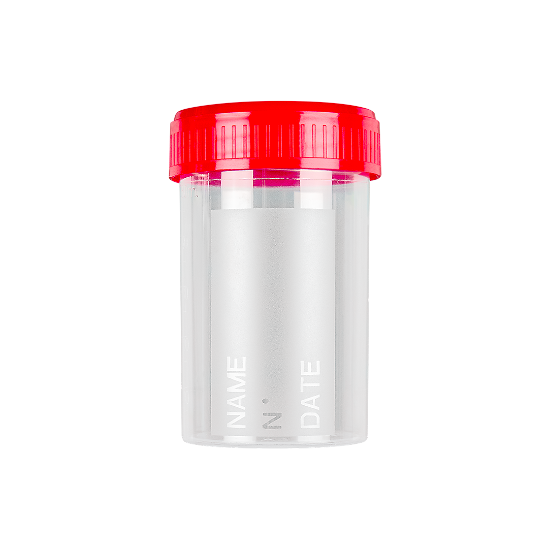 Pots à urine 60 ml avec étiquette avec bouchon à vis