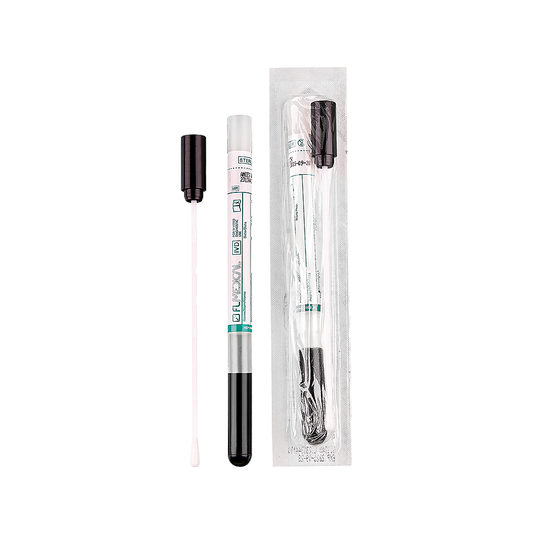 Ecouvillon en plastique avec pointe en rayon en tube de polypropylène 12x150 mm avec milieu de transport Amies - 1 carton de 600 pièces
