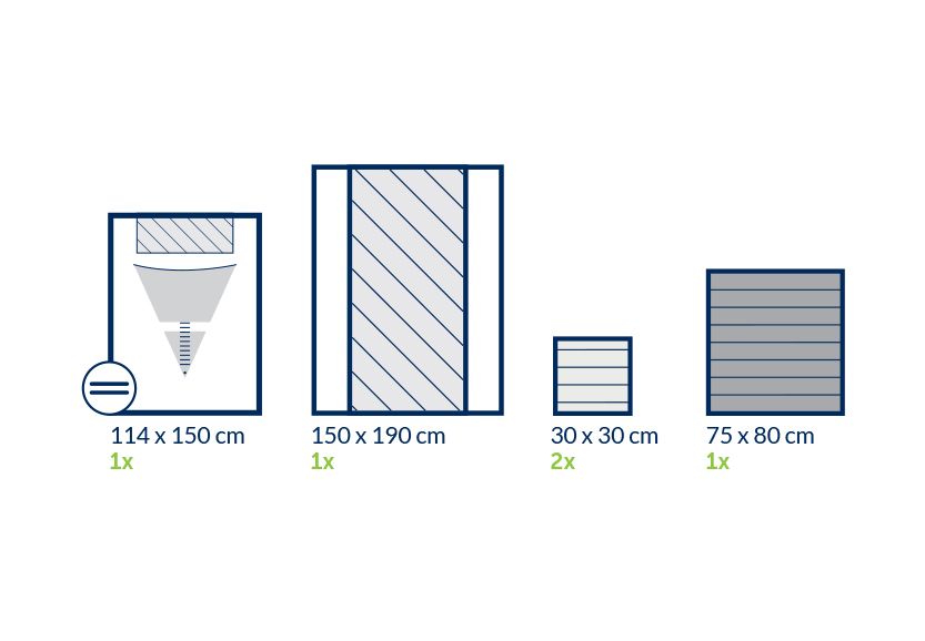 Kit d'accouchement stérile STANDARD PLUS avec pochette de collecte et accessoires renforcés - 1 kit