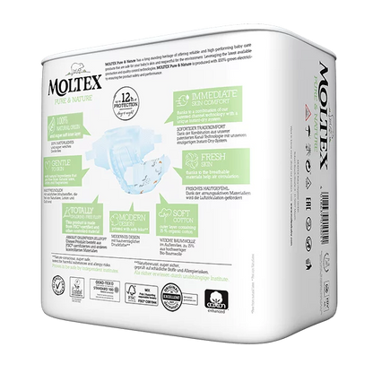 Moltex - Pure&Nature - Couche bébé - Midi - 4/9kg - Sachet de 33 pièces