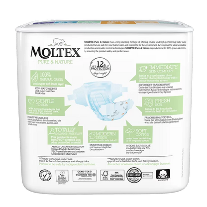 Moltex - Pure&Nature - Couche bébé - Midi - 4/9kg - Sachet de 33 pièces