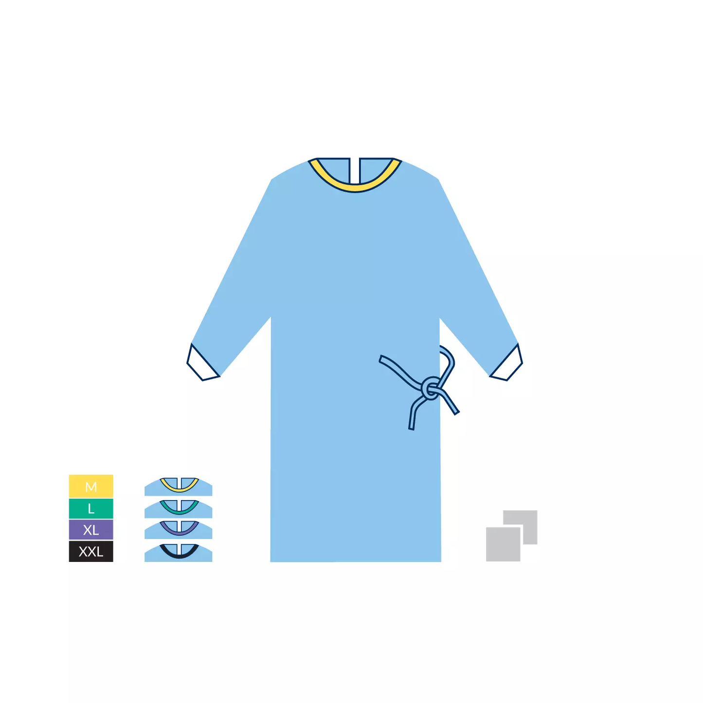 Casaque chirurgicale confort + 2 serviettes absorbantes - Stérile - Carton de 25 pièces