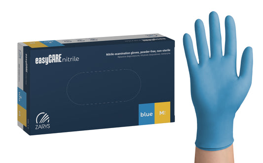 Zarys easyCARE nitrile - Nitrile gants d'examen, non poudrés, non stériles taille : M - A100 bleu - Carton de 10 boîtes de 100