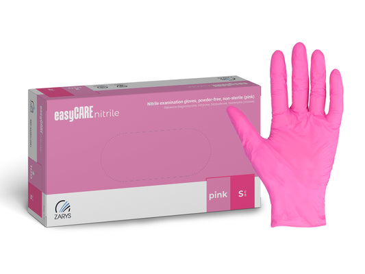 Zarys easyCARE nitrile - Nitrile gants d'examen, non poudrés, non stériles taille : S - A100 rose - Carton de 10 boîtes de 100
