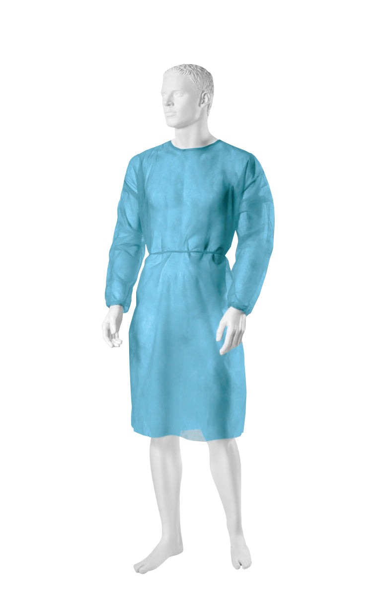 Zarys previoMedical - Procedure blouse, avec poignets élastiques, non-tissé, non stérile bleu L - Carton de 5 conditionnements de 10