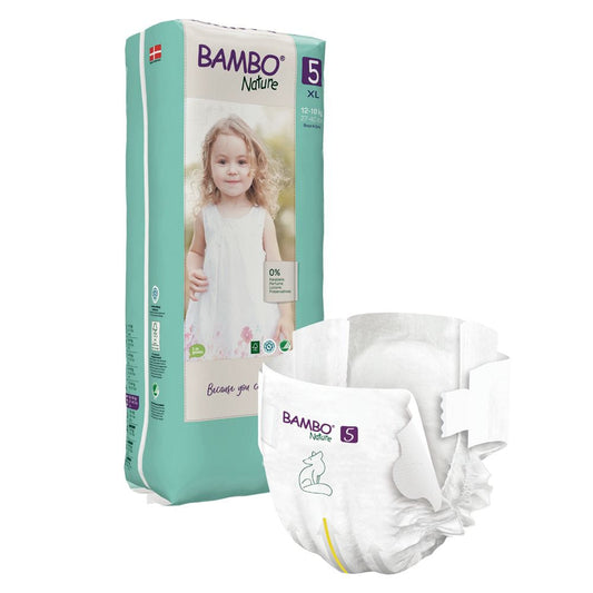 Bambo Nature - Couche bébé Taille 5 Junior paquet haut (12-18kg) - Sachet de 44 pièces