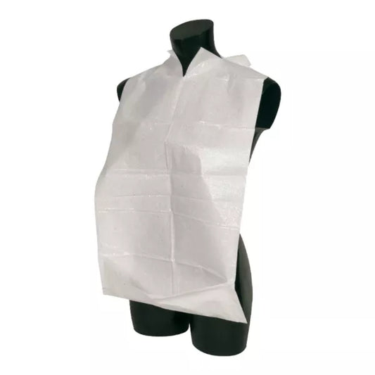 Abena - Bavoir avec poche et liens en blanc 37 x 70 cm - Sachet de 100 pièces