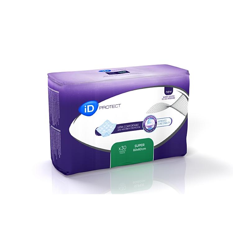 Ontex - Alèses jetables ID PROTECT SUPER 60 x 60cm - Carton de sachets de 30 pièces