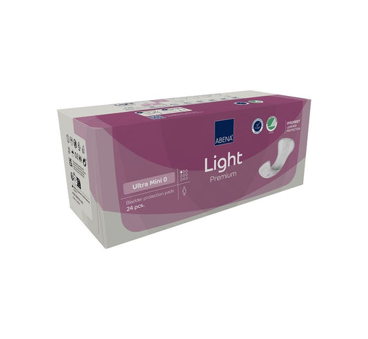 Abena - Protection urinaire anatomique Light Ultra mini 0, Premium - Carton de 12 boites de 24 pièces