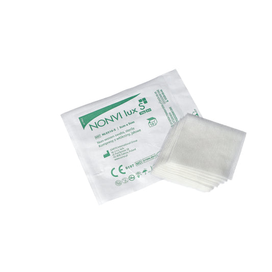 Zarys NONVI lux S Écouvillons non tissés, stériles, 40G 4 plis 5cmx5cm - Carton de 1125 sachets de 3
