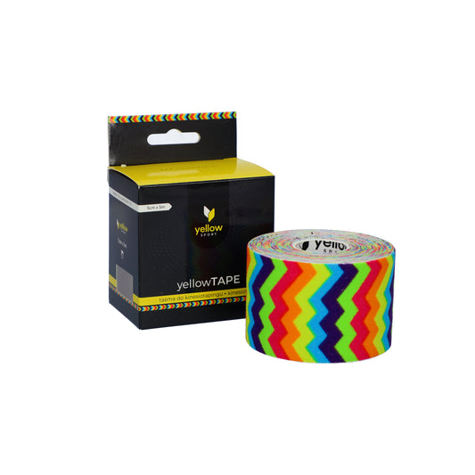 Zarys yellowTAPE - Kinesiotape, non stérile, zigzag arc-en-ciel, 5 cm x 5 m - Vendu à l’unité