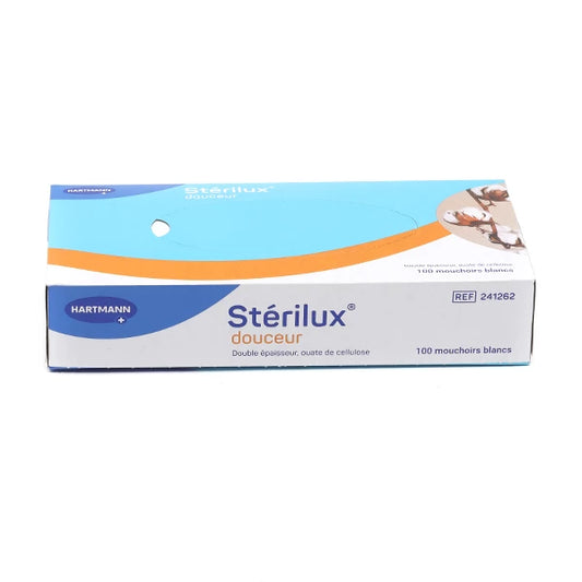 HARTMANN - Stérilux - Mouchoir double épaisseur douceur en boîte distributrice - Boite de 100 mouchoirs