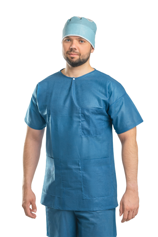 Zarys previoMedical - Chemise à manches courtes pour salles d'opération, non stérile - Carton de 50 unités