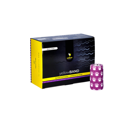 Zarys yellowBAND - Bandage cohésif, non stérile 10cm x 4,5m pattes violettes - Boîte de 12 unités